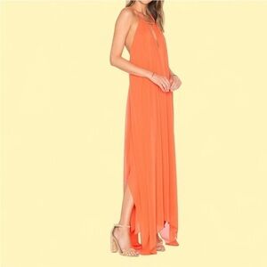 Alice + Olivia Bold Orange Dress Maxi Length Gladiator Braided Straps Size XS